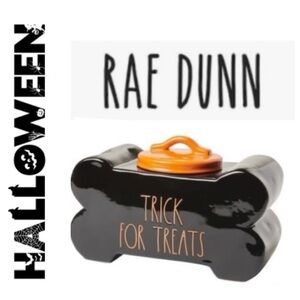🎃👻 RAE DUNN Ceramic TRICK FOR TREATS Halloween Pet Treat Canister NIB